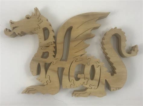 Wood Dragon Puzzle Wooden Dragon Toy Scroll Saw Puzzle Etsy Wood
