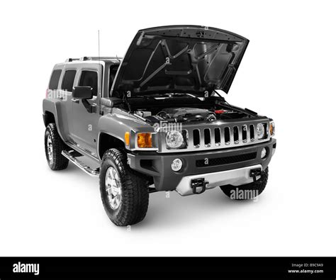 Hummer H3 Suv With Open Hood Stock Photo Alamy