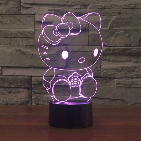 Adorable Sitting Hello Kitty 3d Optical Illusion Lamp 3d Optical Lamp