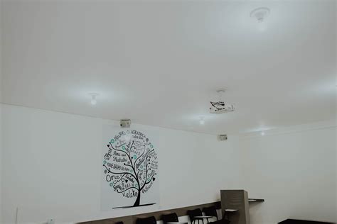 Gambar Drywall Plester Lapisan Plafon Dinding Kamar Garis Lampu Arsitektur Desain