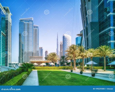 Skyline Of Downtown Dubai Including The Burj Khalifa Stock Image