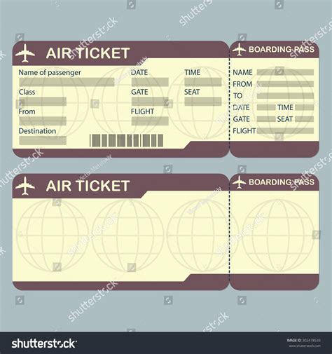 Boarding Pass Ticket Template Airplane Ticket Vector