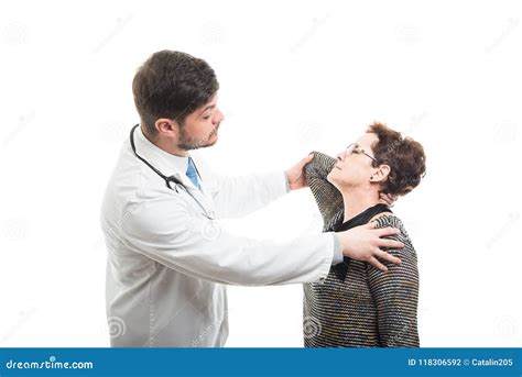 Male Doctor Stretching Female Senior Patient Stock Photo Image Of