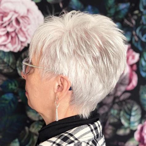 Short White Spiky Haircut For Older Women Hair Styles Older Women