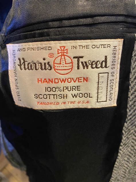Grey Herringbone Harris Tweed Sport Coat 100 Wool 40 Regular