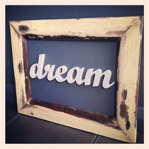 Distressed Framed Wall Art Painted Word Dream Frame Framed Wall