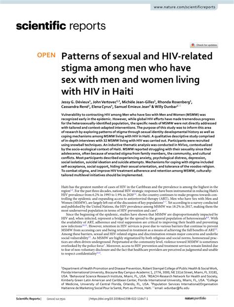 Pdf Patterns Of Sexual And Hiv Related Stigma Among Men Who Have Sex With Men And Women Living