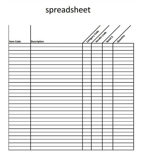 The Spreadsheet Is Shown In Black And White With Lines On Each Side