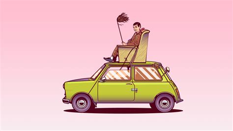 Mr Bean Sitting On Top Of His Car Vector Art Hd Funny 4k