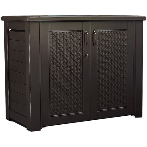 Rubbermaid Outdoor Cabinet Storage Patio Series 1889849 Dark Teak