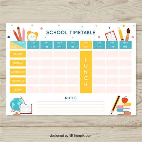Premium Vector Beautiful School Timetable Template