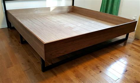 Walnut Diy Plywood Bed Frame With Welded Legs Dans Le Lakehouse