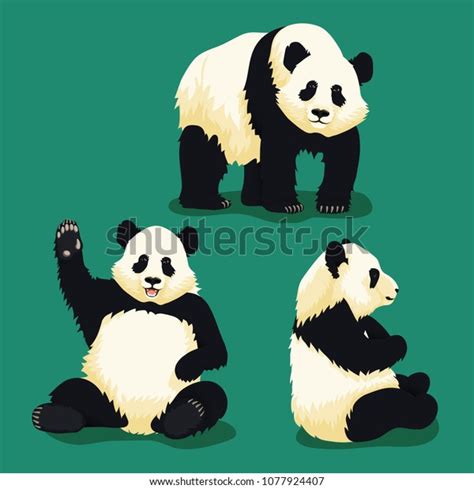 Set Cartoon Illustrations Cute Giant Pandas Stock Vector Royalty Free