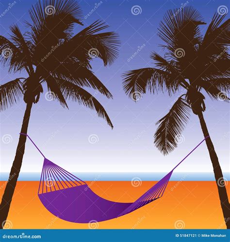A Palm Tree And Hammock Beach Scene Stock Vector Illustration Of