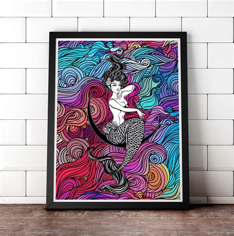 Mermaid Art Print Ocean Art Print Mermaid Watercolor Etsy