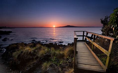 Nature Landscape Island Sunset Walkway Coast Sea