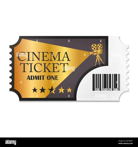 Designed Retro Cinema Ticket Close Up Top View Isolated On White
