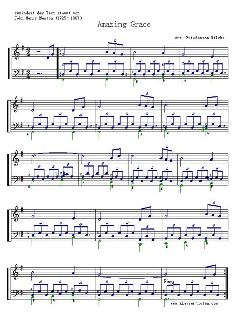 An der weser (at the river) 4 stimmen (satb) externes pdf: Amazing Grace - piano free sheet music