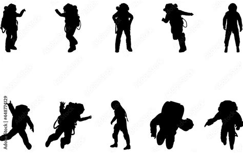 Astronaut Silhouette Vector Cut Files Stock Vector Adobe Stock