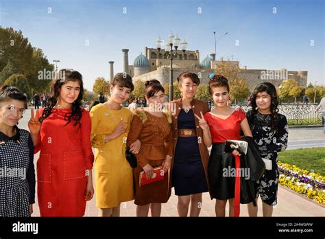 Uzbek Girls During A Wedding At The Registan Square A Unesco World Heritage Site Samarkand