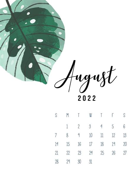 2022 Calendar Printable Pdf In Botanical Style World Of Printables