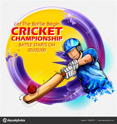 Batsman Playing Cricket Championship Sports Stock Vector Image By