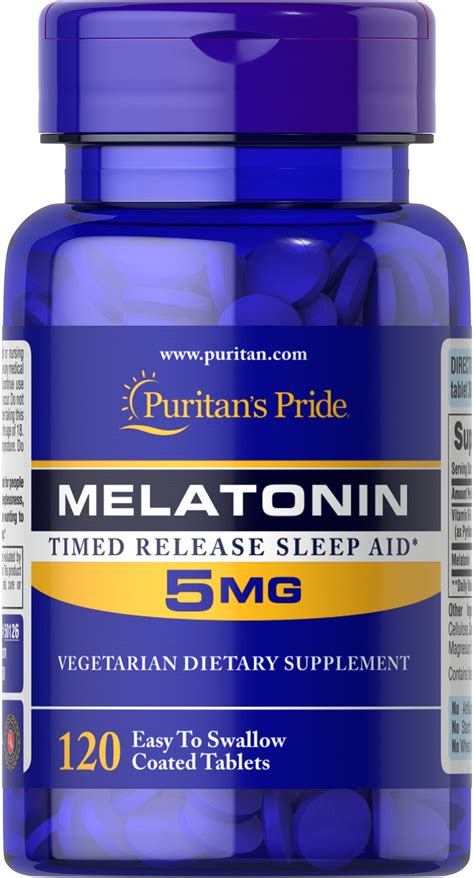 Timed Release Melatonin 5 Mg With B 6 120 Tablets 50126 Puritan S Pride