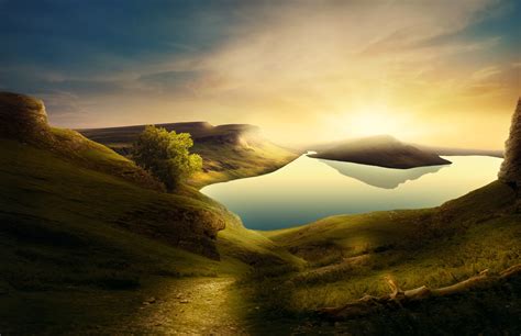 Landscape Wallpaper 4k Sunset Mountains Lake Reflection Clear Sky