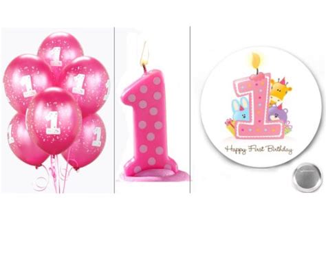 Buy 3 Piece Bundle Pink 1st Birthday Polka Dot Candle Magenta 1