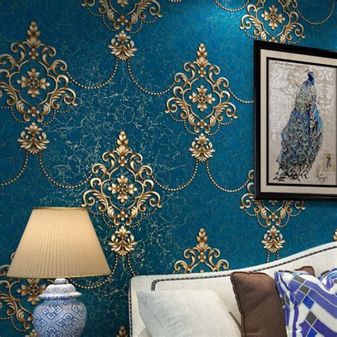 Waliicorners European Style Luxury Damask Wallpaper Roll 3d Embossed