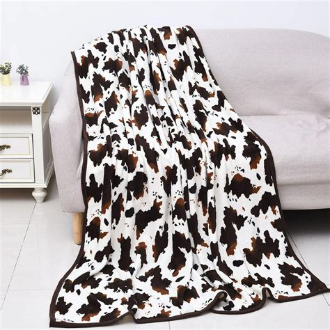 Shop Lc Homesmart Soft Brown Animal Cow Print Warm And Cozy Coral Fleece