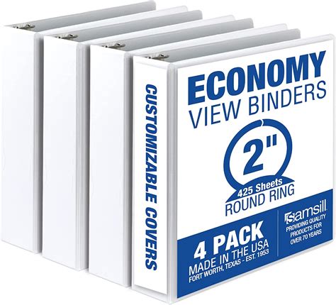 Samsill Economy 2 Inch 3 Ring Binder Made In The Usa Round Ring