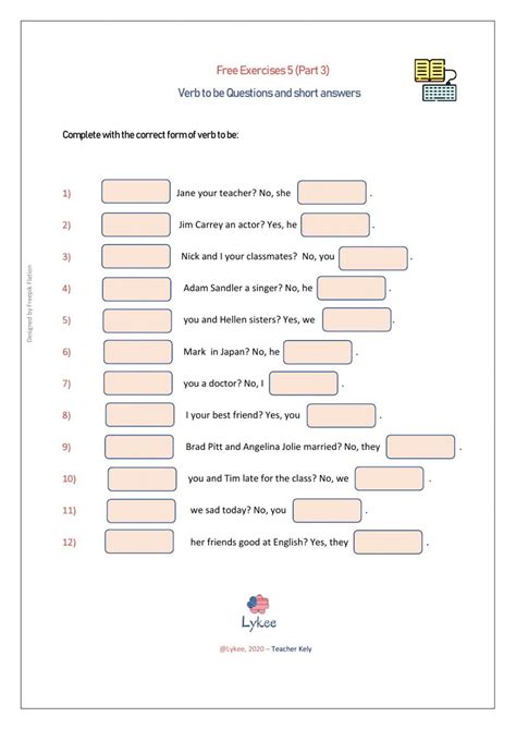 Verb To Be Questions And Short Answers Interactive Worksheet Sentence