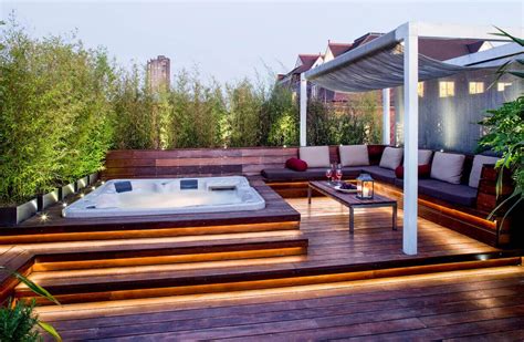 Organize a spa in your garden. Dallington Terrace | Hot tub outdoor, Hot tub patio, Hot ...