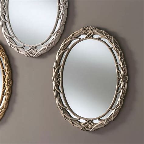 Oval Silver Decorative Wall Mirror Mirrors Homesdirect365