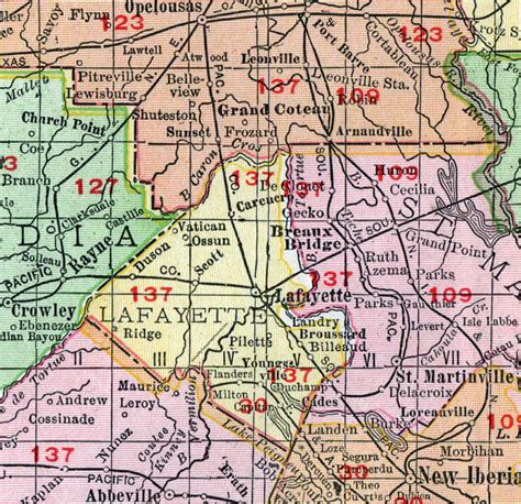 Lafayette Parish Louisiana 1911 Map Rand Mcnally City Of Lafayette