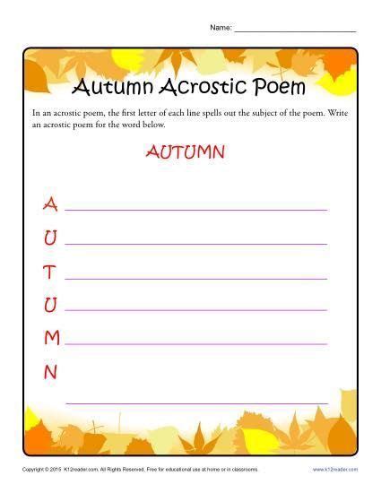 Autumn Acrostic Poems For Kids