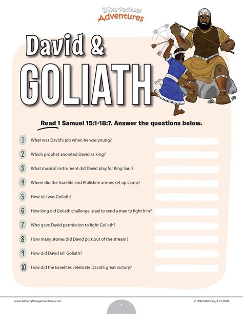David And Goliath Quiz Bible Pathway Adventures