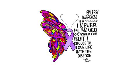 Epilepsy Awareness Purple Butterfly Purple Ribbon Gift - Epilepsy