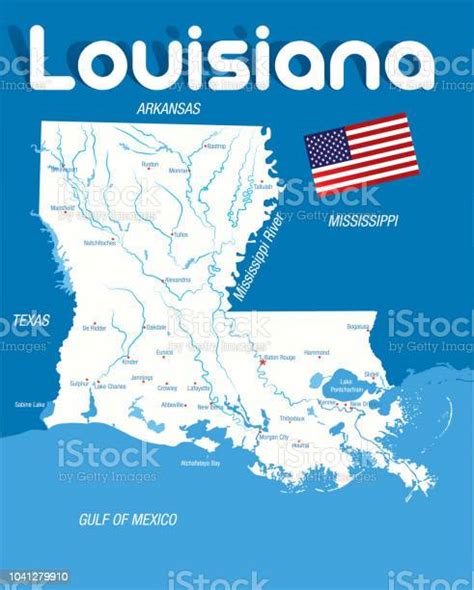 Cartoon Map Of Louisiana Stock Illustration Download Image Now Lake