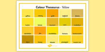 Colour Thesaurus Word Mat Yellow Teacher Made Twinkl