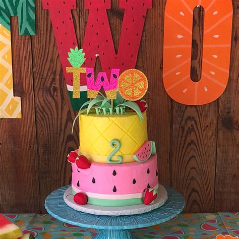 Two Tti Frutti Cake Topper Tutti Frutti Birthday Party Etsy