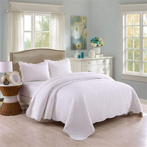 Marcielo 3 Piece 100 White Cotton Quilt Set Lightweight Bedspread Bed