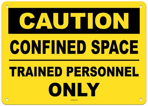 Caution Confined Space Trained Personnel Only Sign