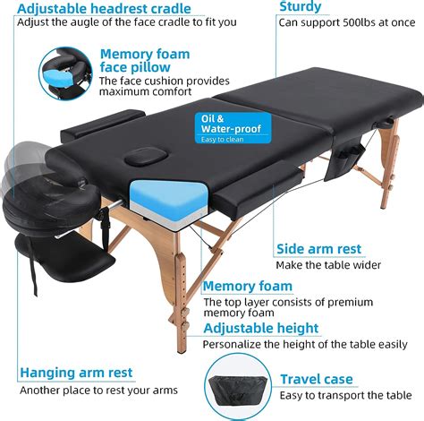 Buy KCC Memory Foam Massage Table Premium Portable Foldable Massage Bed Height Adjustable