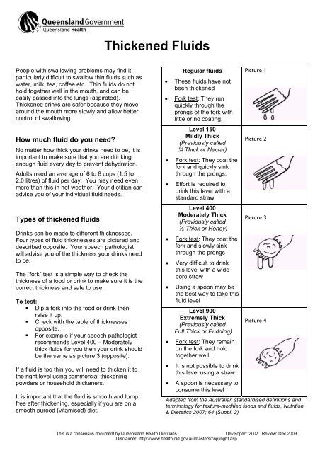 Thickened Fluids Factsheet Queensland Health