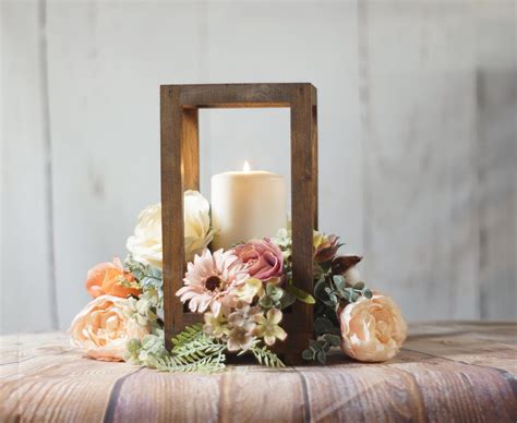 Wood Lantern Wedding Centerpiece For Tables Cylinder Pillar Candle
