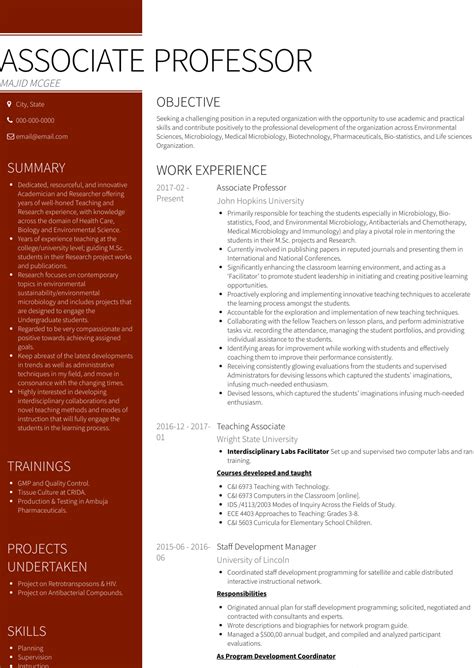 This cv was created by a phd candidate focusing on a position where the largest component revolves around teaching. Curriculum Vitae Examples For Professors