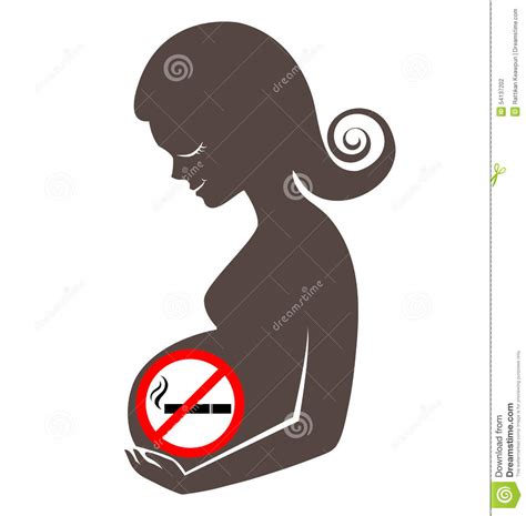 Mujeres Embarazadas Con Prohibir Fumando La Muestra Ilustración del