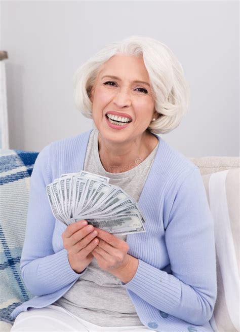 Elderly Woman Using Mobile Phone At Home Stock Image Image Of Happy